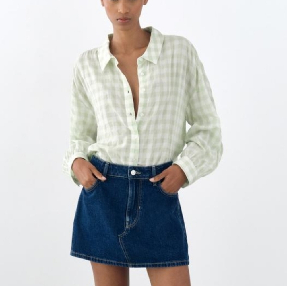 Zara Oversized Gingham Shirt Sz-L